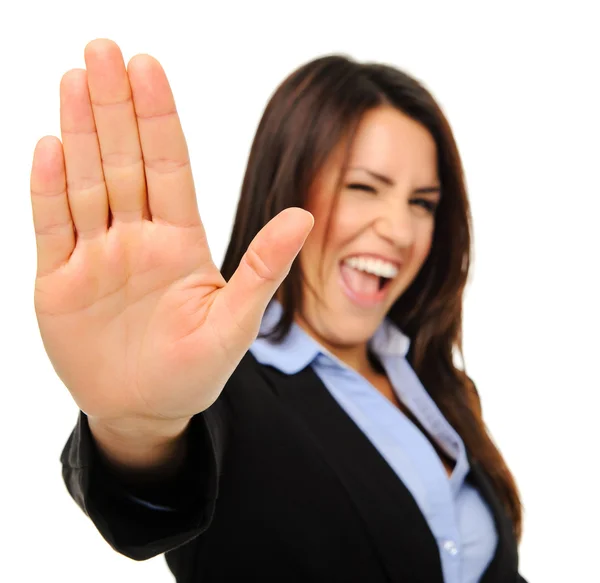 Pretty businesswoman with stop gesture — Stock Photo, Image