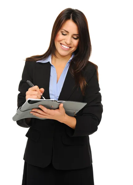 Businesswoman with clipboard — Stock Photo, Image