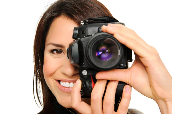 Pretty woman taking pictures — Stock Photo, Image