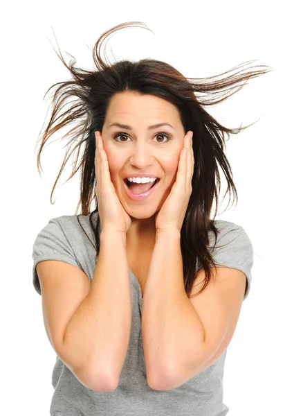 Excited brunette — Stock Photo, Image