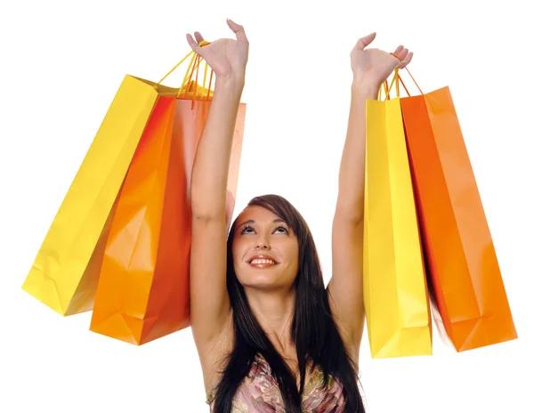Beautiful girl with shopping — Stock Photo, Image