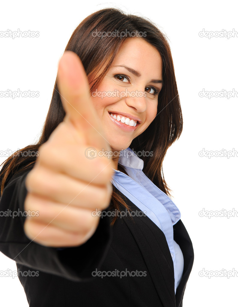 Pretty brunette thumbs up