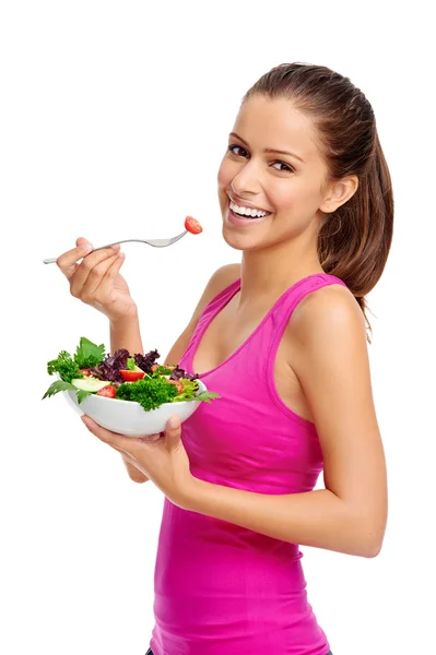 健康的なサラダを食べる女性 — ストック写真