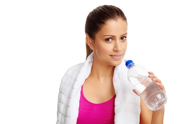 Woman with water bottle — Stock Photo, Image
