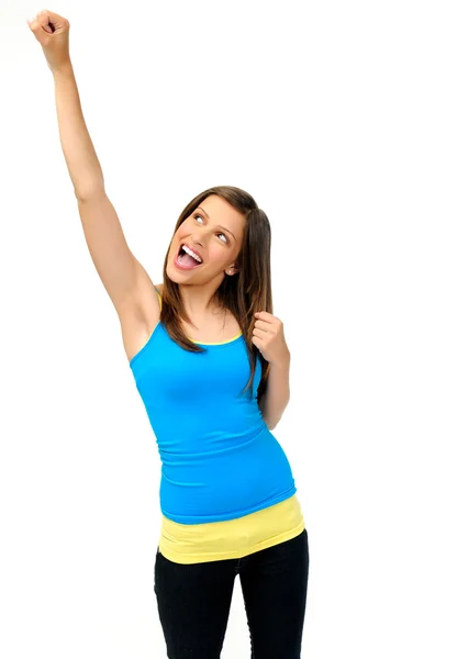 Girl with arms up — Stock Photo, Image