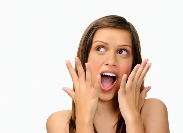 Girl with shocked expression — Stock Photo, Image