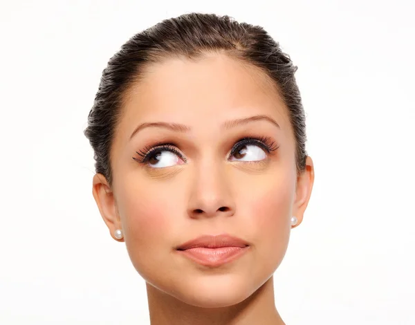 Woman looking away deep in thought — Stock Photo, Image