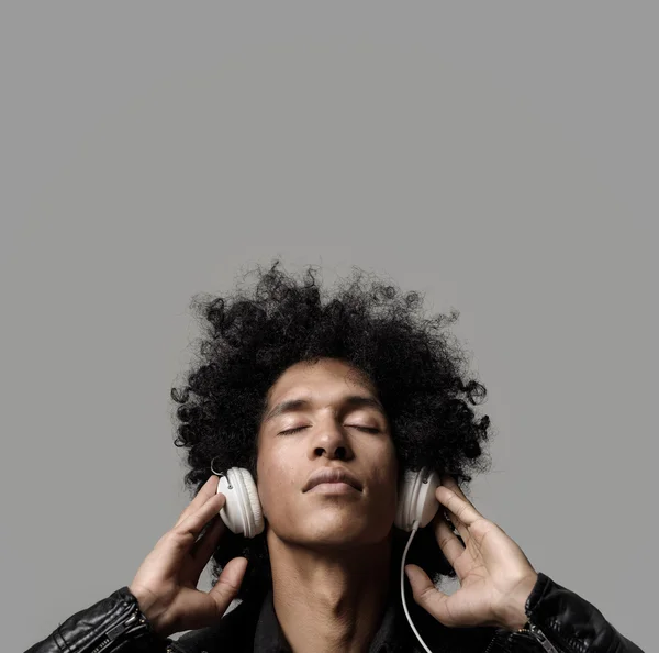 Listening to music Stock Photo