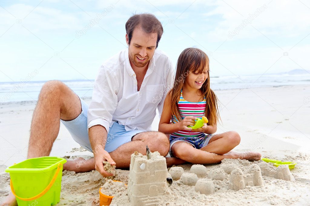 happy sand castle child