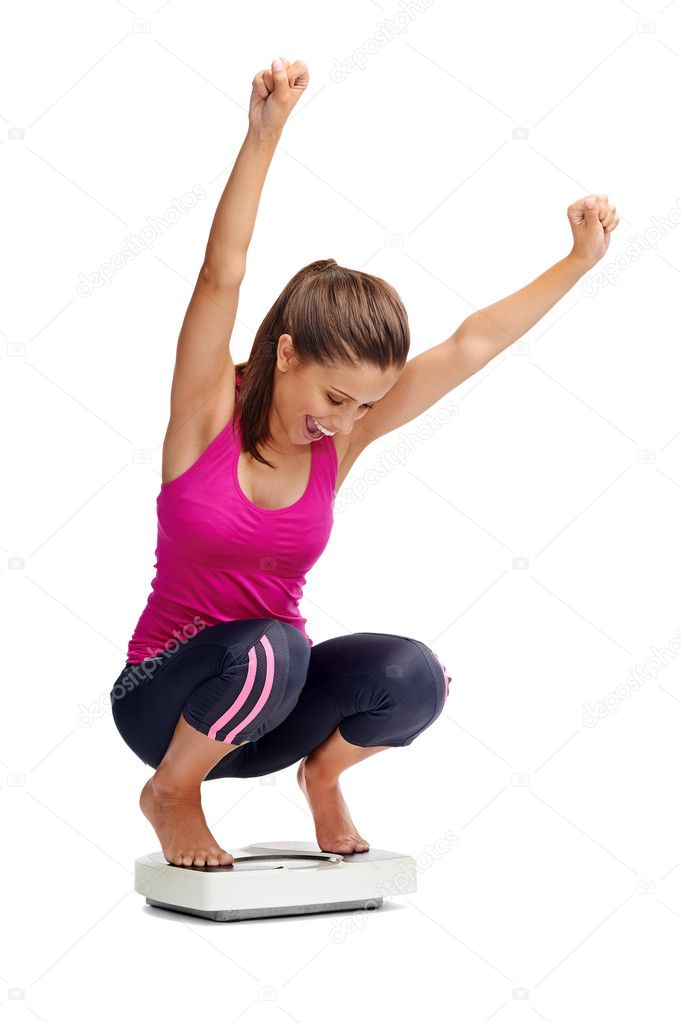 Woman celebrating her weightloss