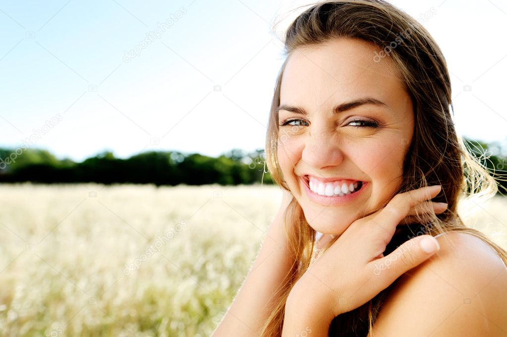 Beautiful portrait of a carefree friendly approachable girl with a stunning smile and cute looks