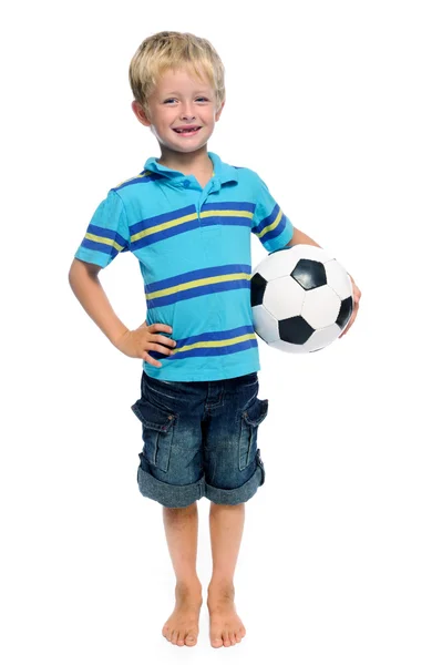 Soccer boy in studio — Stock Photo, Image