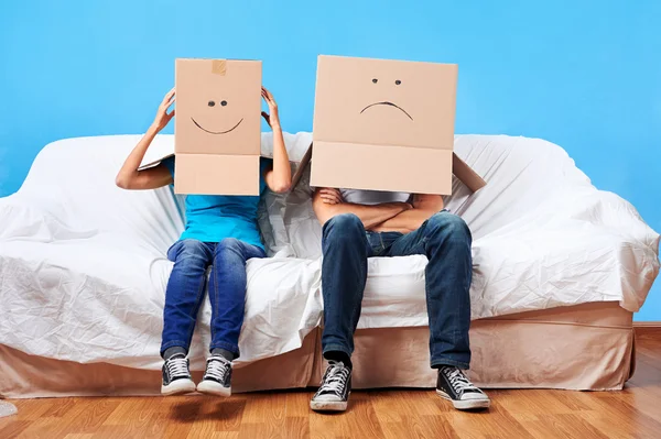 Box face couple — Stock Photo, Image