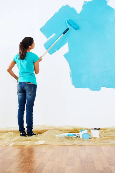 Pittura muro blu — Foto Stock