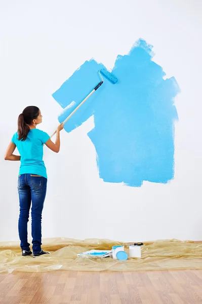 Pittura muro blu — Foto Stock