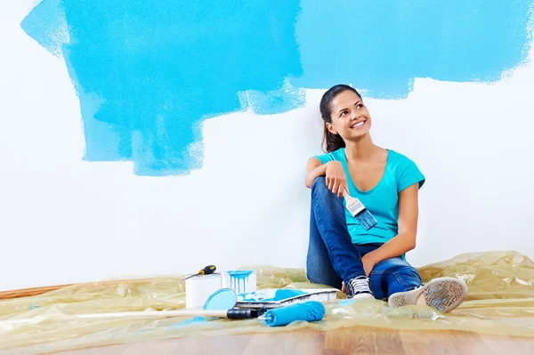 Retrato de pintura azul — Fotografia de Stock