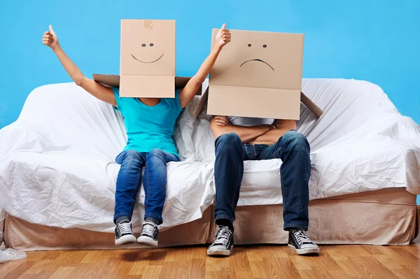 Box face couple — Stock Photo, Image