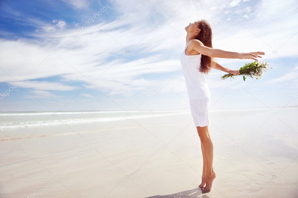 beach woman carefree