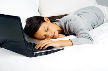 exhausted woman laptop clipart