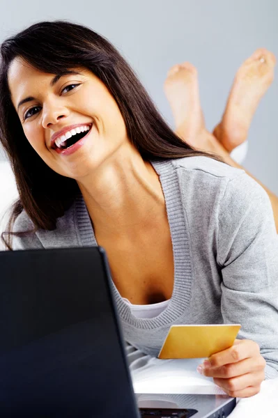 Online shopping woman — Stock Photo, Image