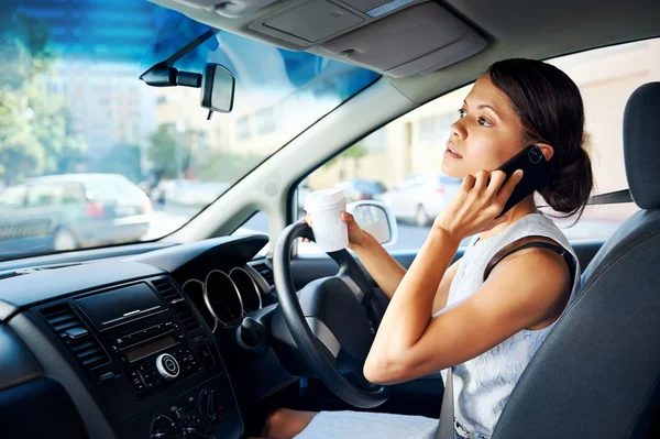 Coffee driving woman — Zdjęcie stockowe