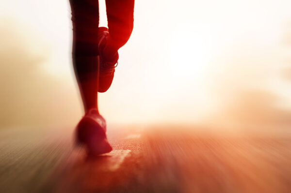 Athlete running road silhouette