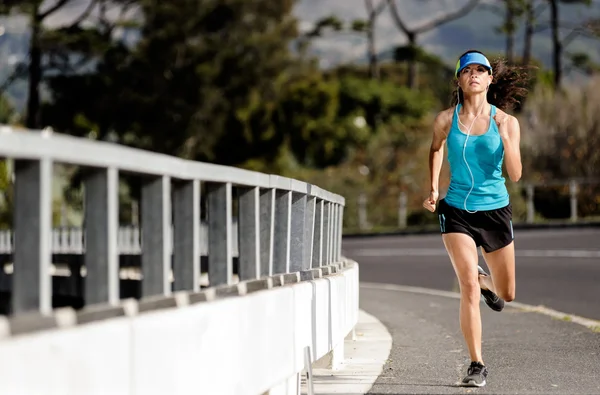 Sidewalk running woman — Stock Photo, Image