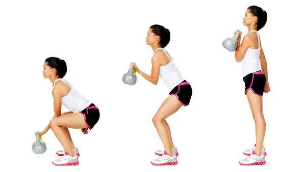 Kettlebell etmek egzersiz — Stok fotoğraf