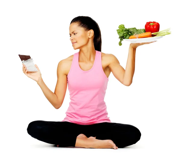 Mujer que come sano — Foto de Stock