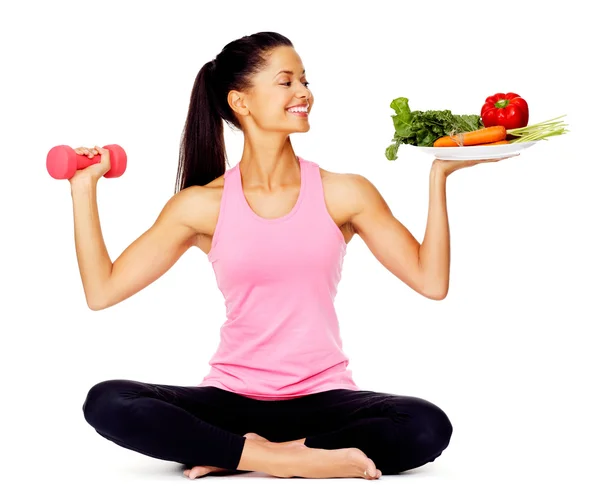 Vegetable exercise woman — Stock Photo, Image