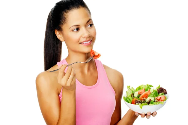 Salad woman happy — Stockfoto