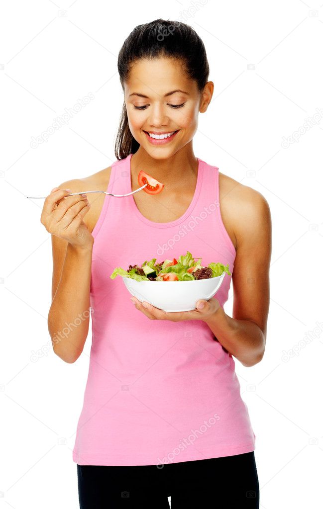 salad woman happy