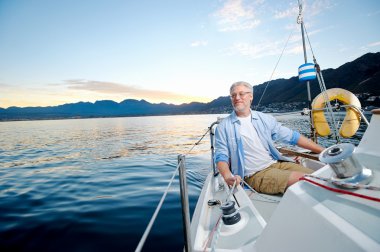 happy sailing man boat clipart