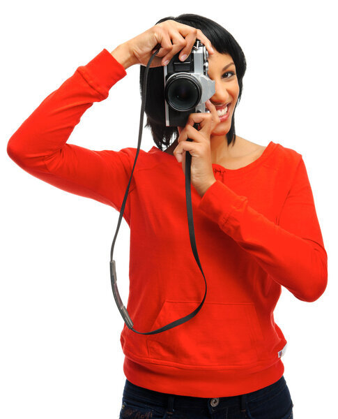 Photographer with vintage camera