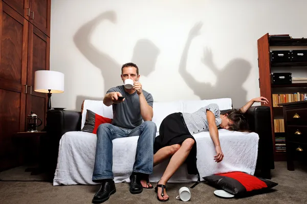 Domestic abuse shadow play family and social issue — Stock Photo, Image