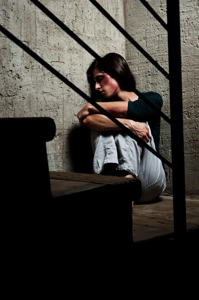 使用和被虐待的家庭暴力的概念 — 图库照片