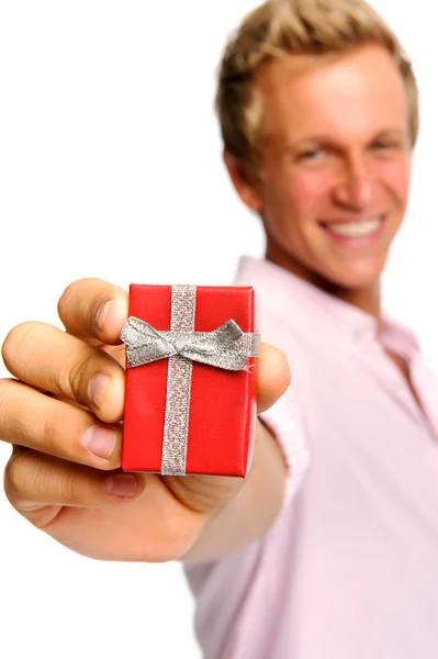 Attractive man with ring box — Stock Photo, Image