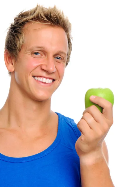 Deportivo hombre con manzana —  Fotos de Stock