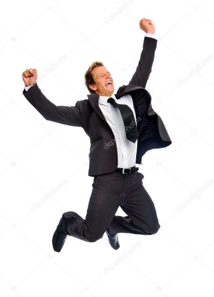 Jumping businessman