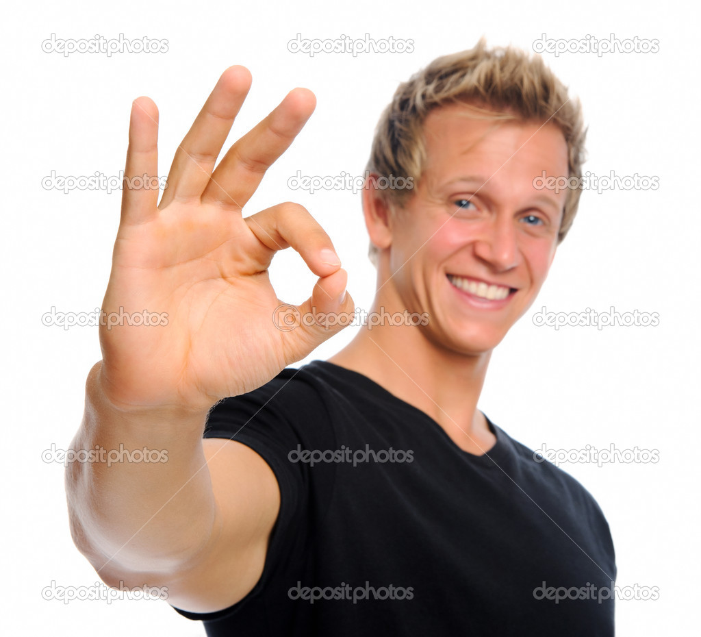 Handsome man with OK sign