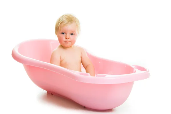 Infant girl in bath — Stock Photo, Image