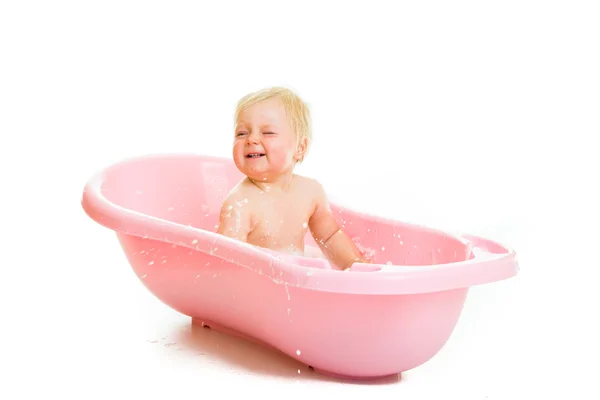 Infant girl in bath — Stock Photo, Image