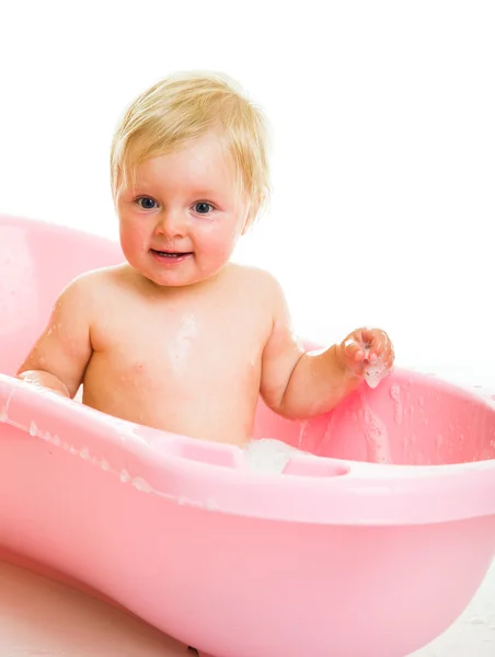 Infant girl in bath — Stock Photo, Image