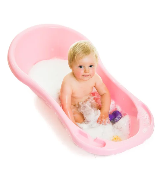 Infant girl in bath — Stock Photo, Image