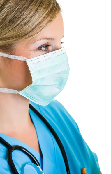 Mujer doctora usando máscara protectora — Foto de Stock