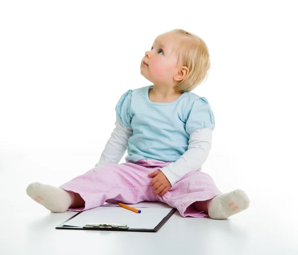 Toddler with clipboard — Stock Photo, Image