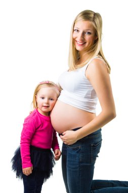 hamile kadın 2 yo üzerinde beyaz kızı