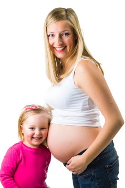 hamile kadın 2 yo üzerinde beyaz kızı