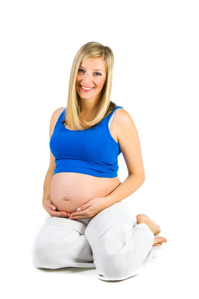 Mujer embarazada aislada en blanco —  Fotos de Stock