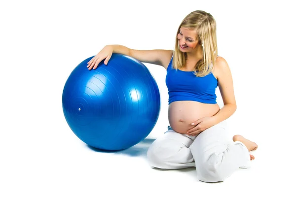 Femme enceinte isolée sur blanc — Photo